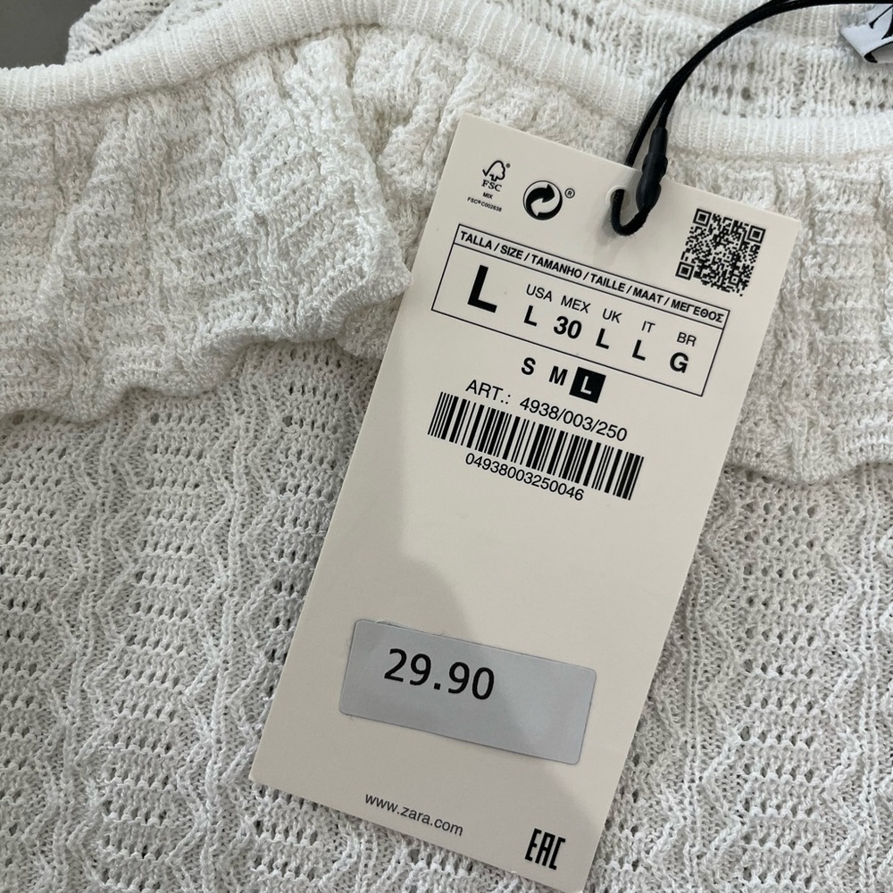Zara White Ruffle crop top NWT - Picture 4 of 4